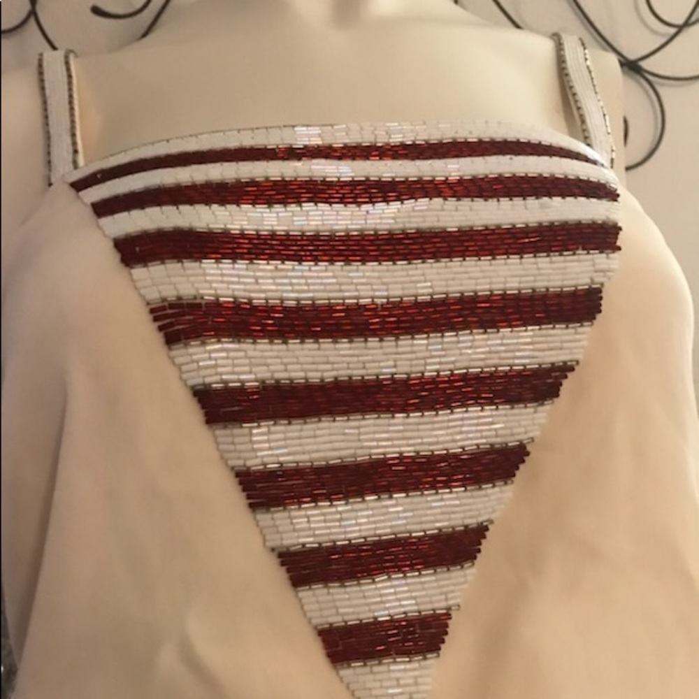 Hand made Hand beaded patriotic top.